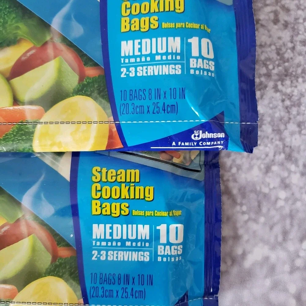 Ziploc Zip'N Steam 2-3 Servings Steam Cooking Bags Two 10 Count Packs 8x10 In